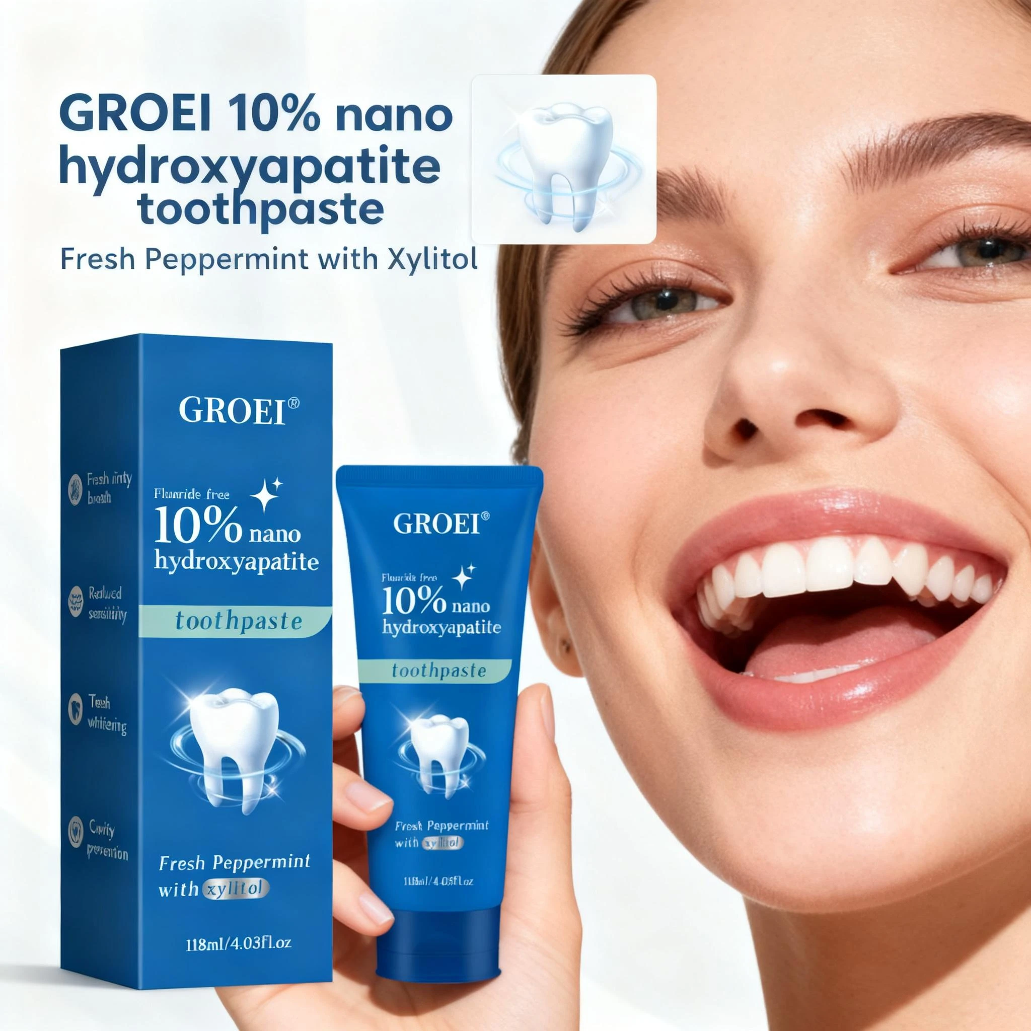 Hydroxyapatite Toothpaste - Cavity Prevention Xylitol Toothpaste - Freshens